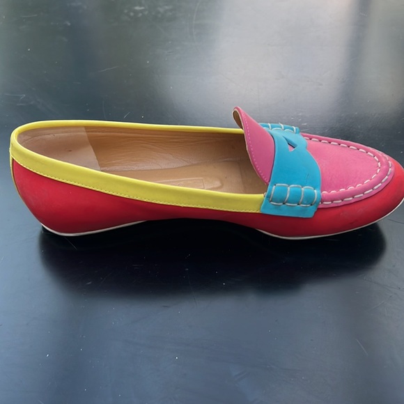 Marc Jacobs Leather Loafers Color Blocked Sz 36.5/6.5 Pink Red Yellow Turquoise - Picture 5 of 10